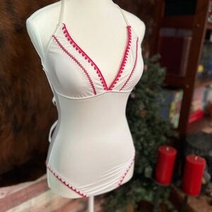 Bar III NWT 1 Piece White Stitches Swimsuit